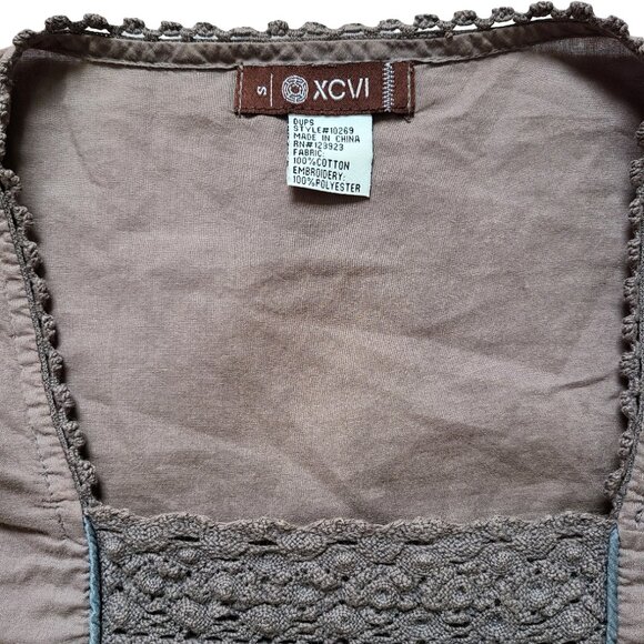 XCVI Blouse Womens S Bohemian Top Gray Peasant Boho Hippie Tunic Embroidered - Picture 3 of 12